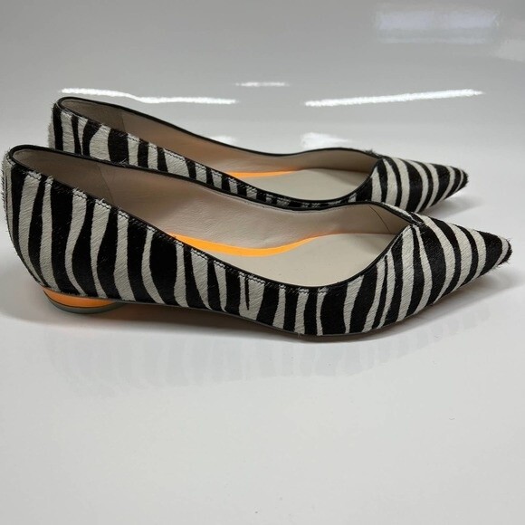 Sophia Webster Loca Zebra Printed Calf Hair Flats Size 37 baddie  retro boho - Picture 6 of 14